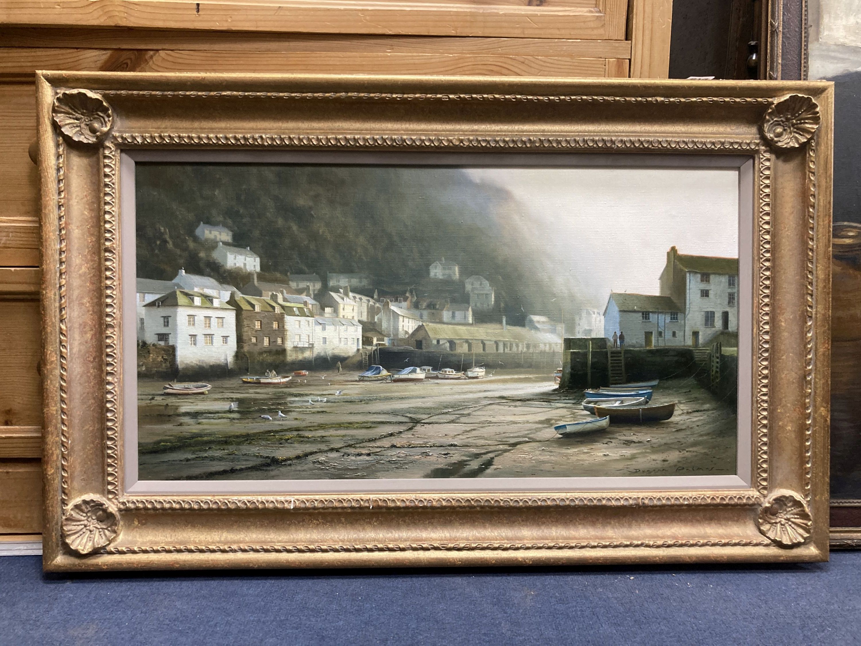 Duncan Palmas (b.1964), oil on canvas, Morning Mist, Polperro, signed, 39 x 75cm